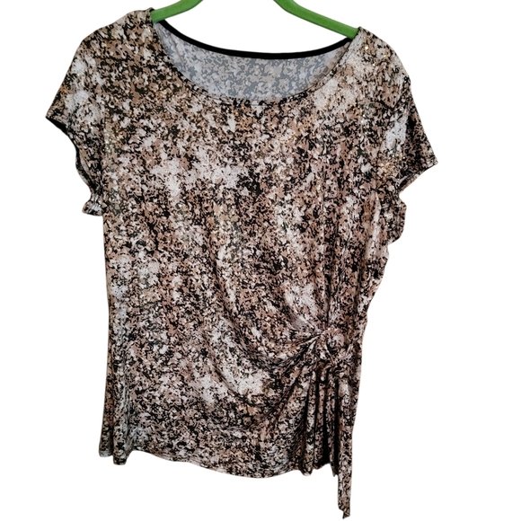 Women's Abstract Print Top - Brown and Black - Picture 1 of 2